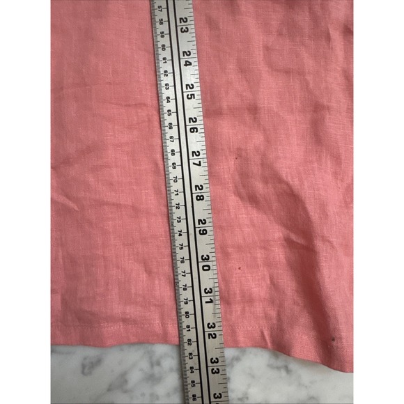 Finity Women Top Blouse Size 3X 100% Linen Peach Collared Long Sleeve Buttons - Picture 7 of 8